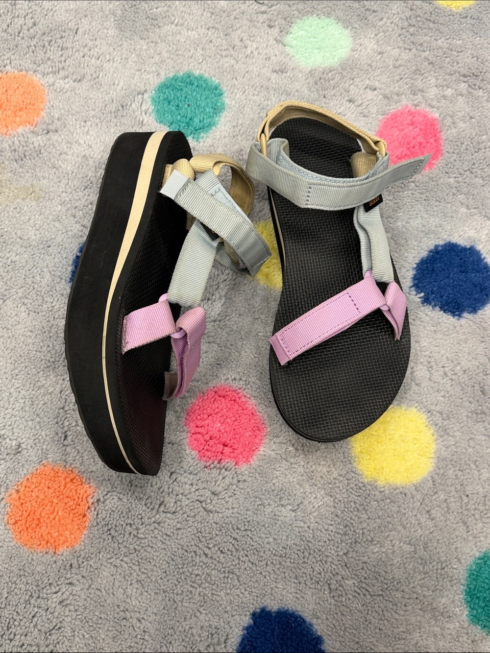 Teva Platform Sport Sandals in Black and Pastel size 8